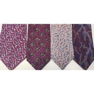 Lot Of 4 Italy Neck Ties Purple Missoni Prima Poolo Do Ponte Classic 3 " X 56"